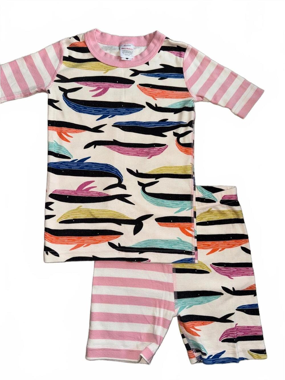 EUC NWOT Hanna Andersson kids Whale & Ocean set with pink stripes